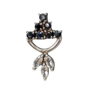 Single 'Orchid' 925 Sterling Silver Lab Created Sapphire White Spinel Earring